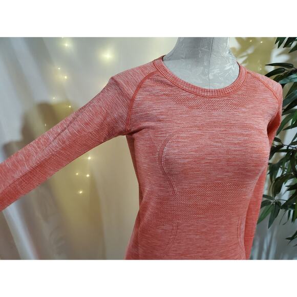 Lululemon Run Swiftly Tech Long Sleeve Crew Top Womens 6 Space Dye Atomic Red - Picture 5 of 10